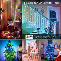 LED string lights wrapped around tree