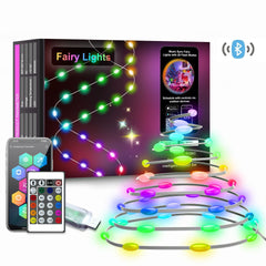 Party scene illuminated with LED string lights