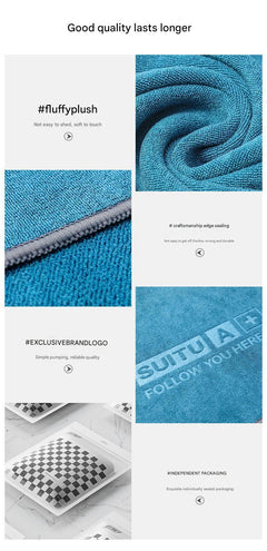 Microfiber car towel absorbing water