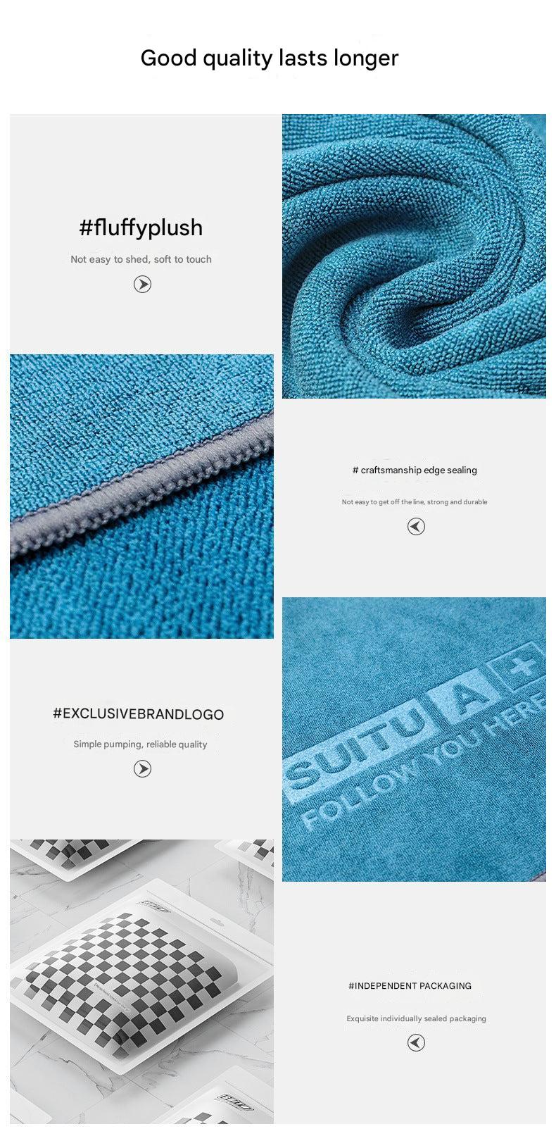 Microfiber car towel absorbing water