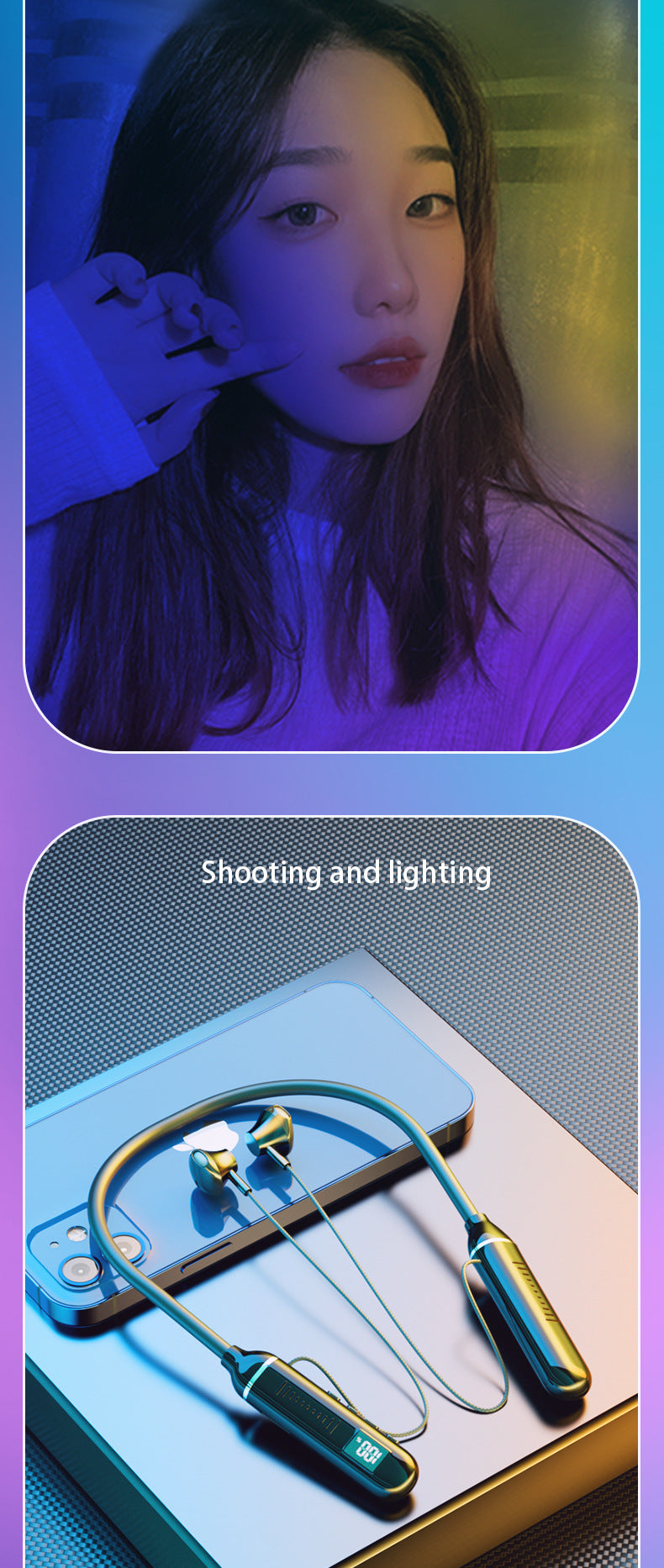 RGB light bar in ambient studio lighting