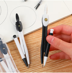 Compass with precision tips and adjustment wheel