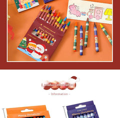 Kids Christmas crayon set featuring cartoon designs