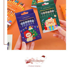 Kids Christmas crayon set featuring cartoon designs