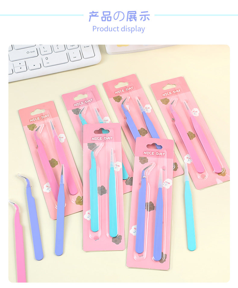 Craft tweezers in use with beads