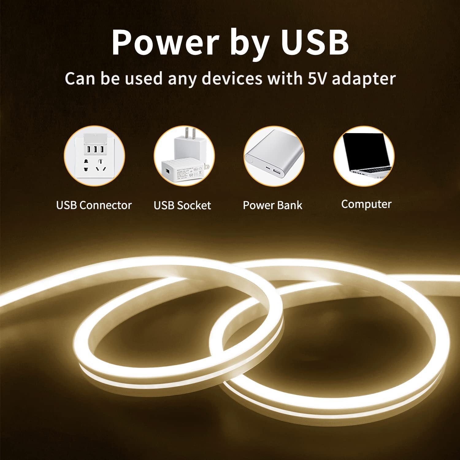 LED strip with warm white lighting