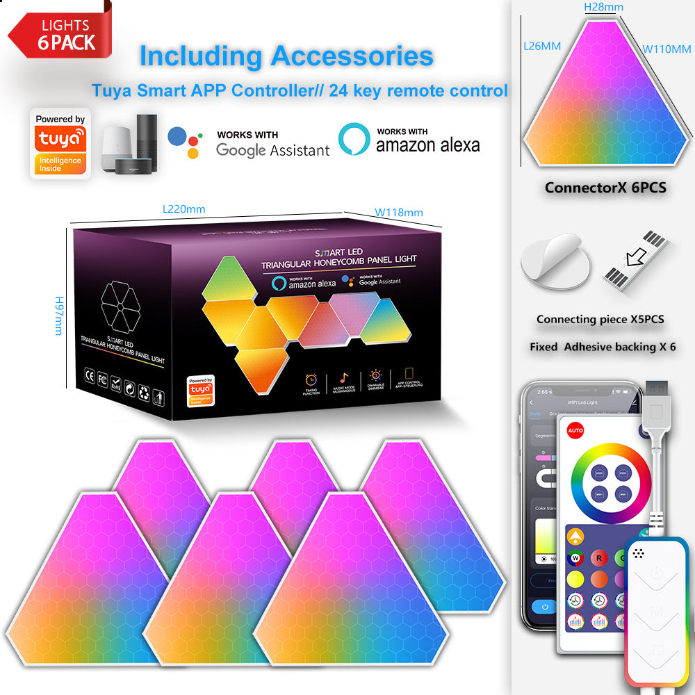 Artistic arrangement of modular LED triangle lights