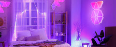 RGB lights displayed in a home living space