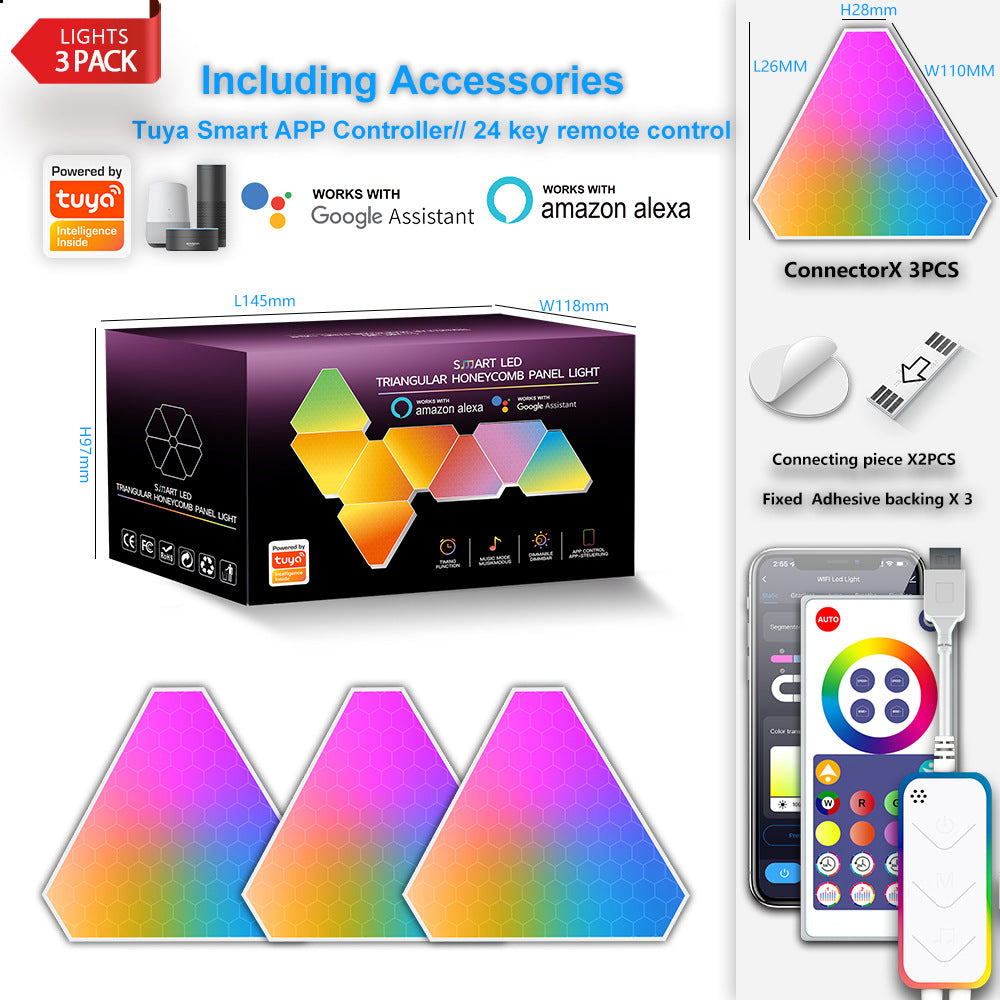 RGB lights displayed in a home living space