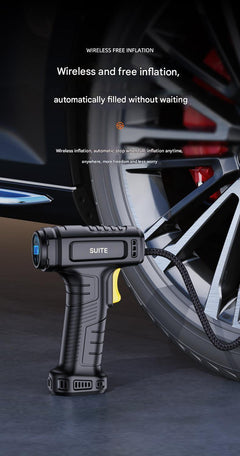 Wireless car tire inflator with pressure gauge front view