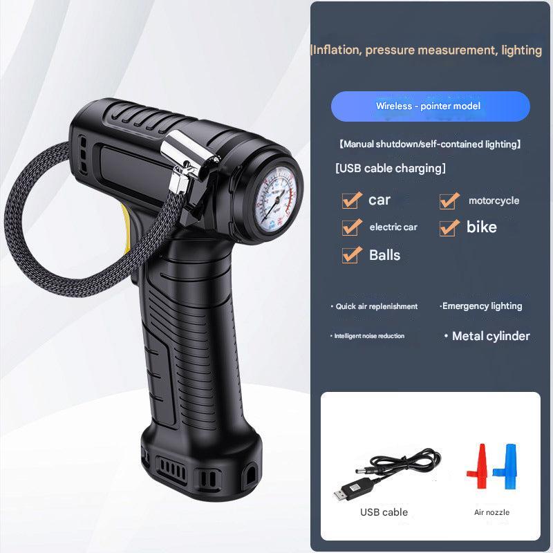 Inflating vehicle tires at night with LED light