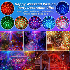close-up of vibrant LED disco ball light patterns