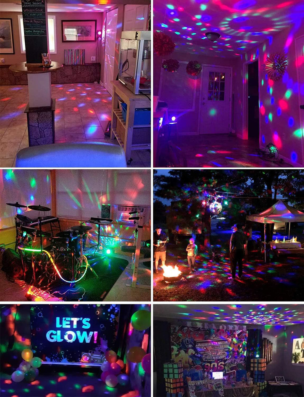 LED disco ball displaying multicolour lighting