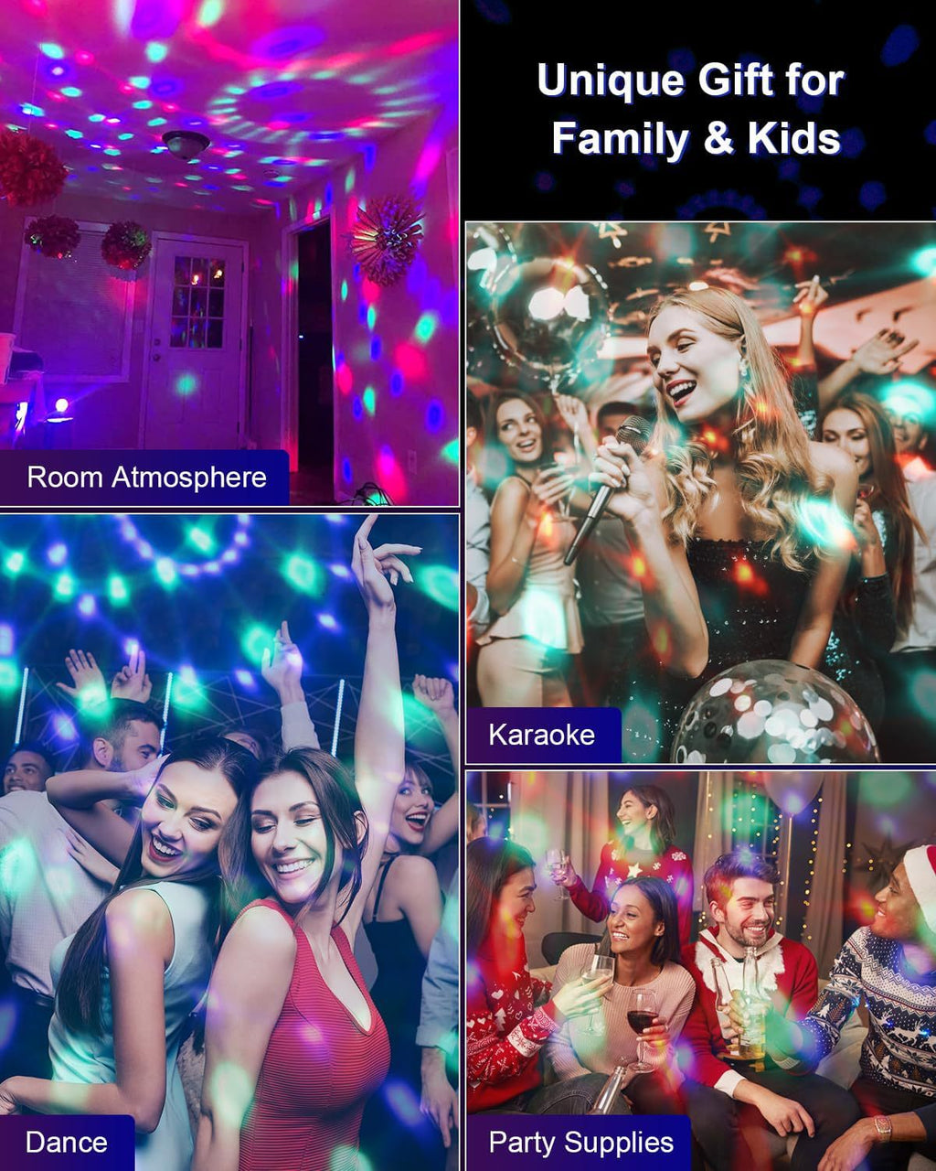 LED disco light creating festive atmosphere
