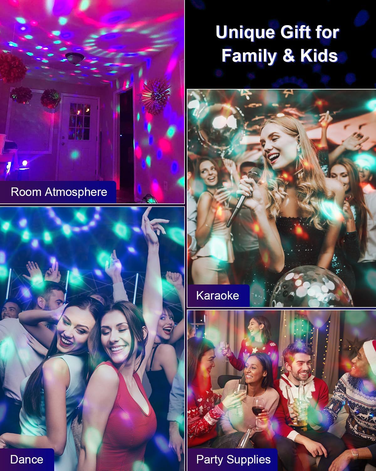 LED disco light creating festive atmosphere