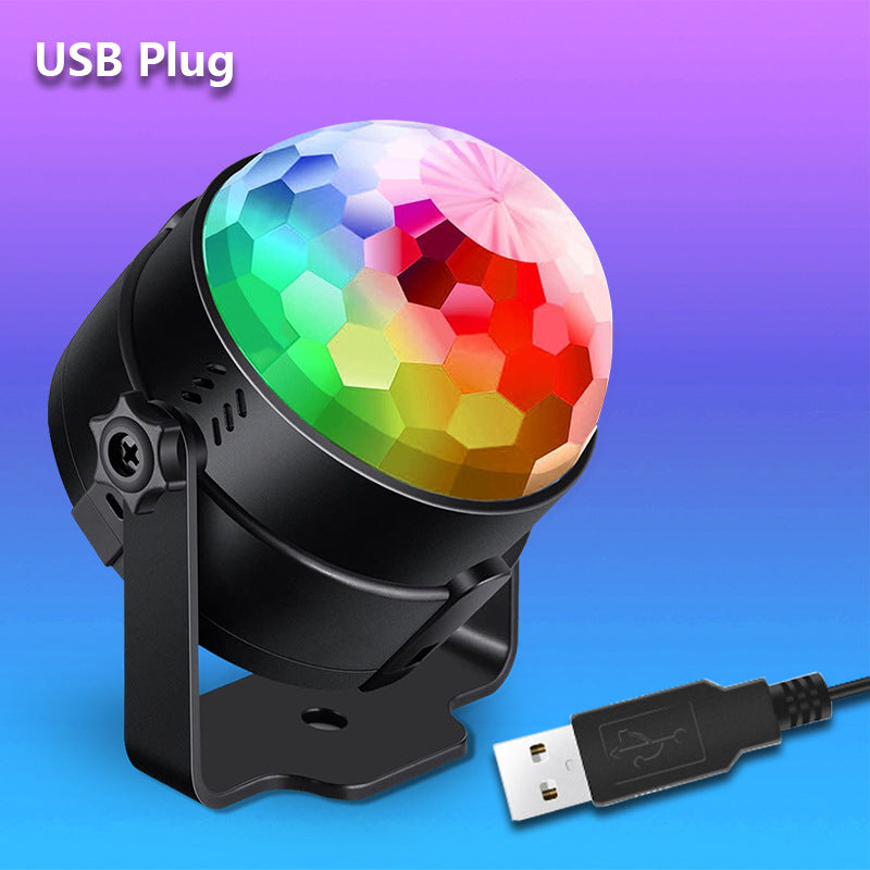 LED disco ball displaying multicolour lighting