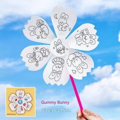 Artistic paper windmills displayed in a group