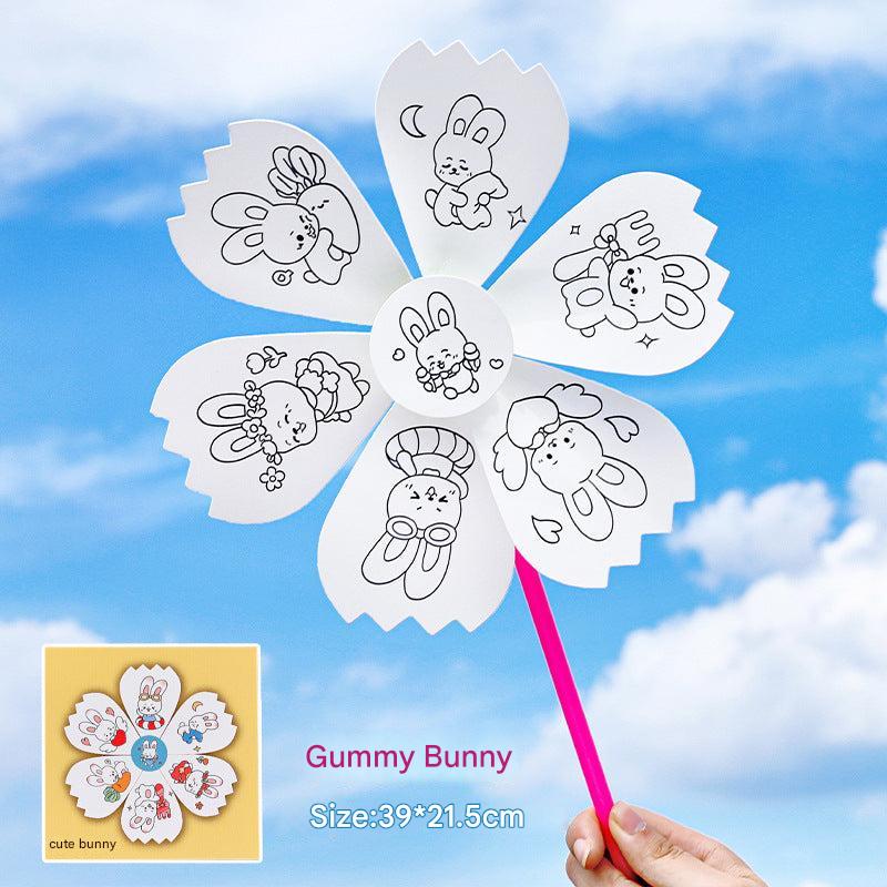Artistic paper windmills displayed in a group