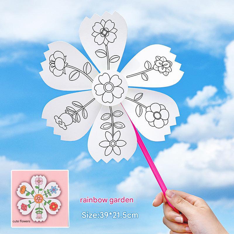 Kids enjoying creative paper windmill activity