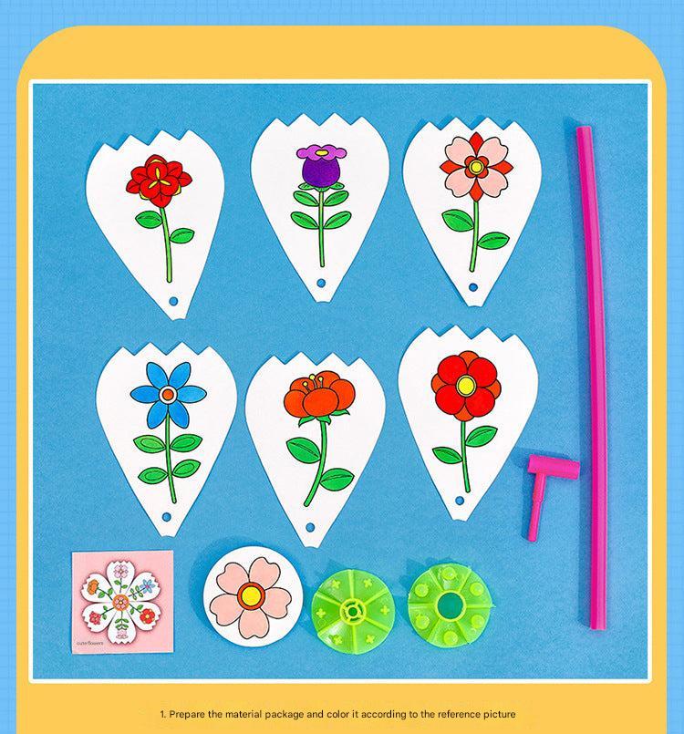 Colourful DIY paper windmill kit assembly