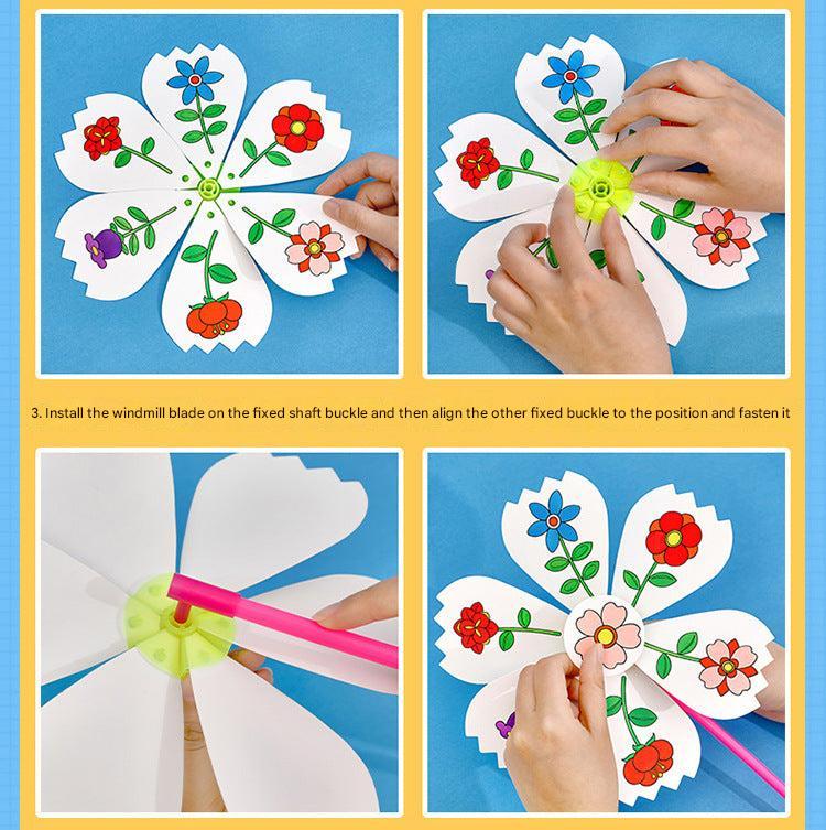 Kids enjoying creative paper windmill activity