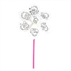 Children assembling windmill craft in fun setting