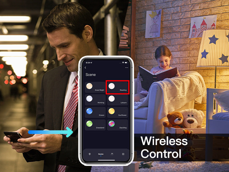 Bluetooth enabled ceiling light showing features
