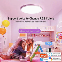 Voice activated ceiling light in usage