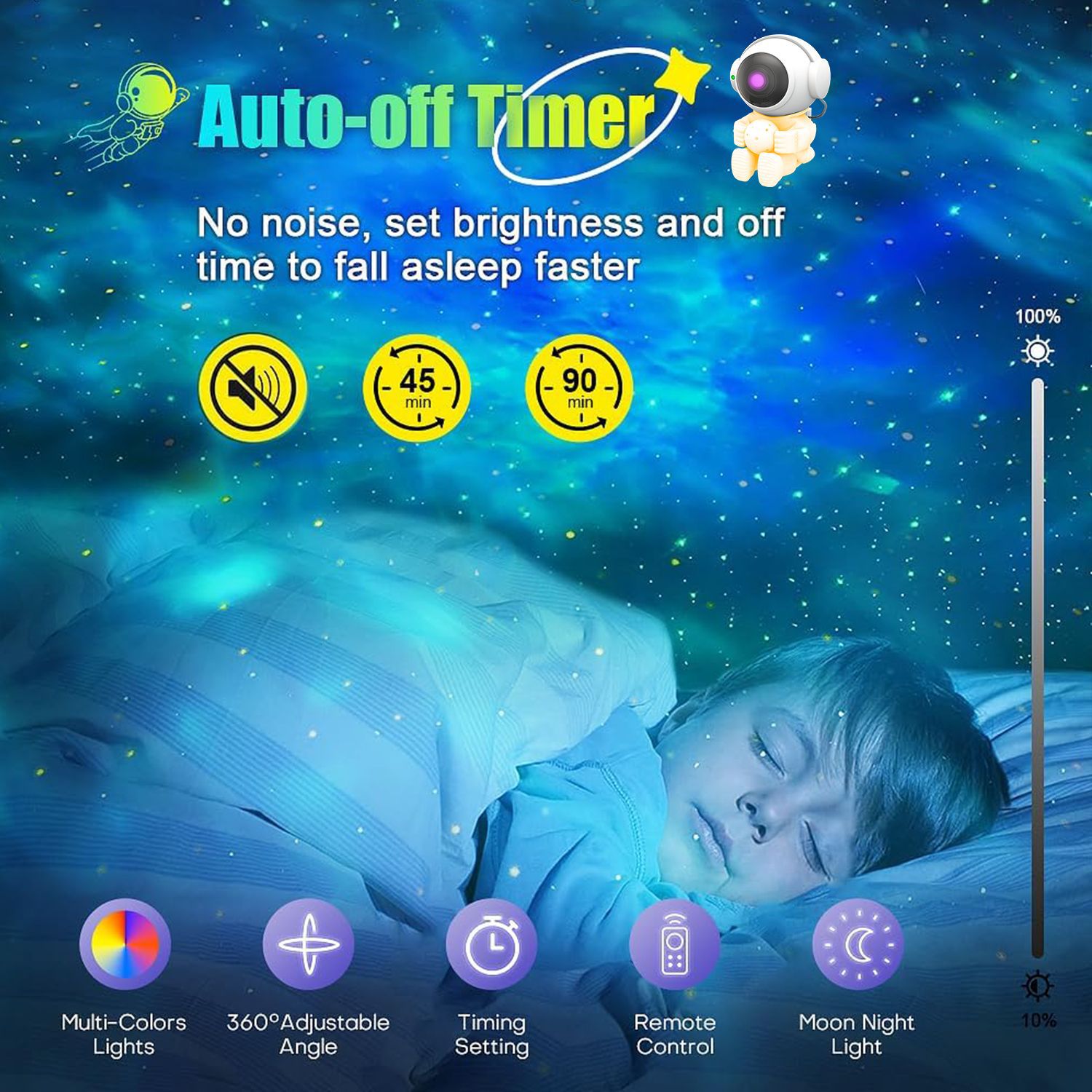 Astronaut Starry Sky Projector Lamp in multicolor