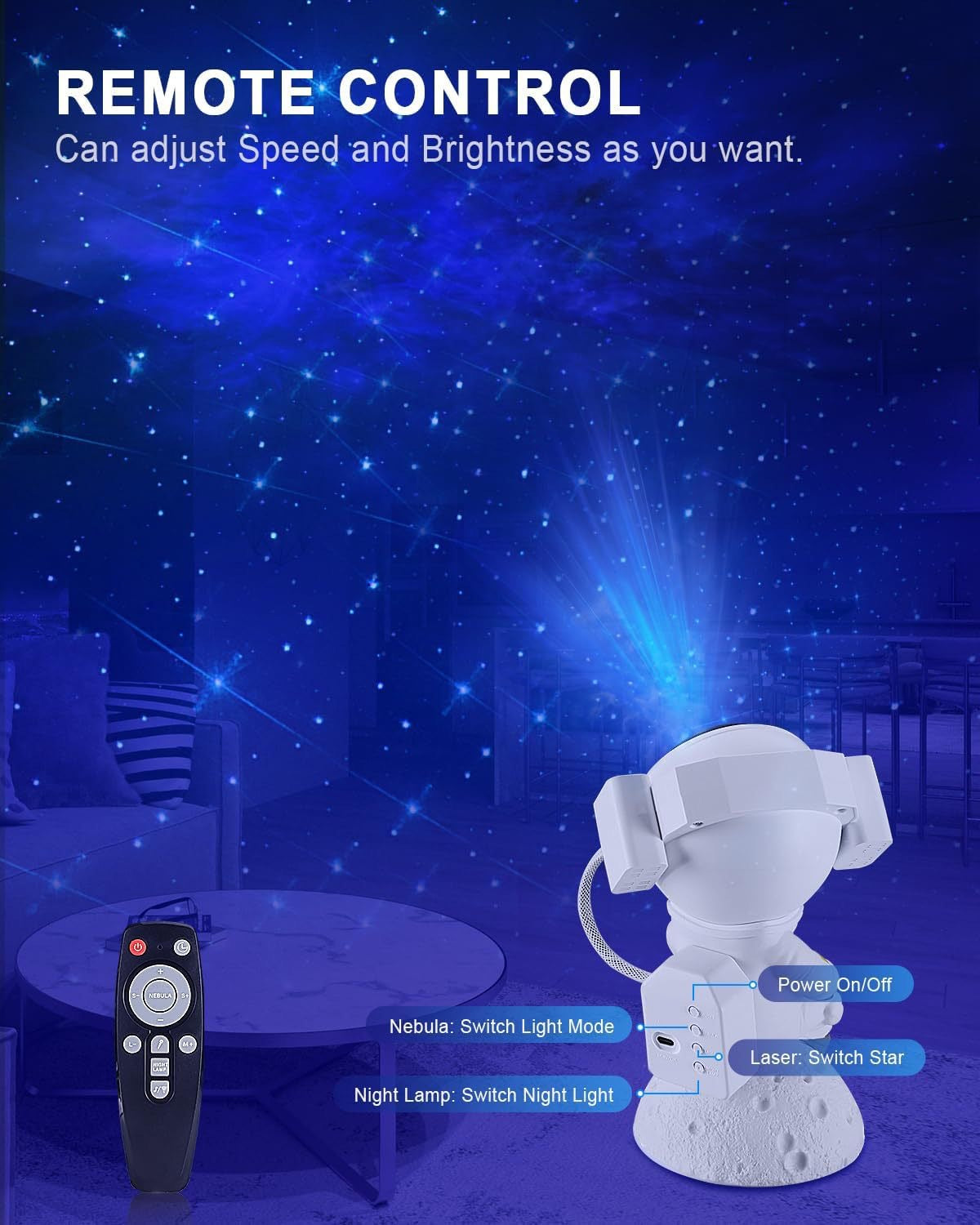 Starry sky light projector in use