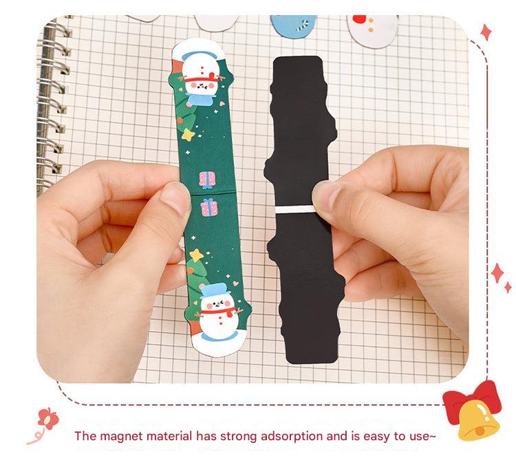 Magnetic bookmark in red and white Christmas theme