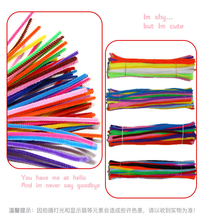 Macaron colour fuzzy craft sticks in various shades