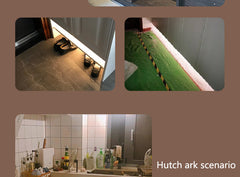 LED light strip providing ambient lighting in cabinet