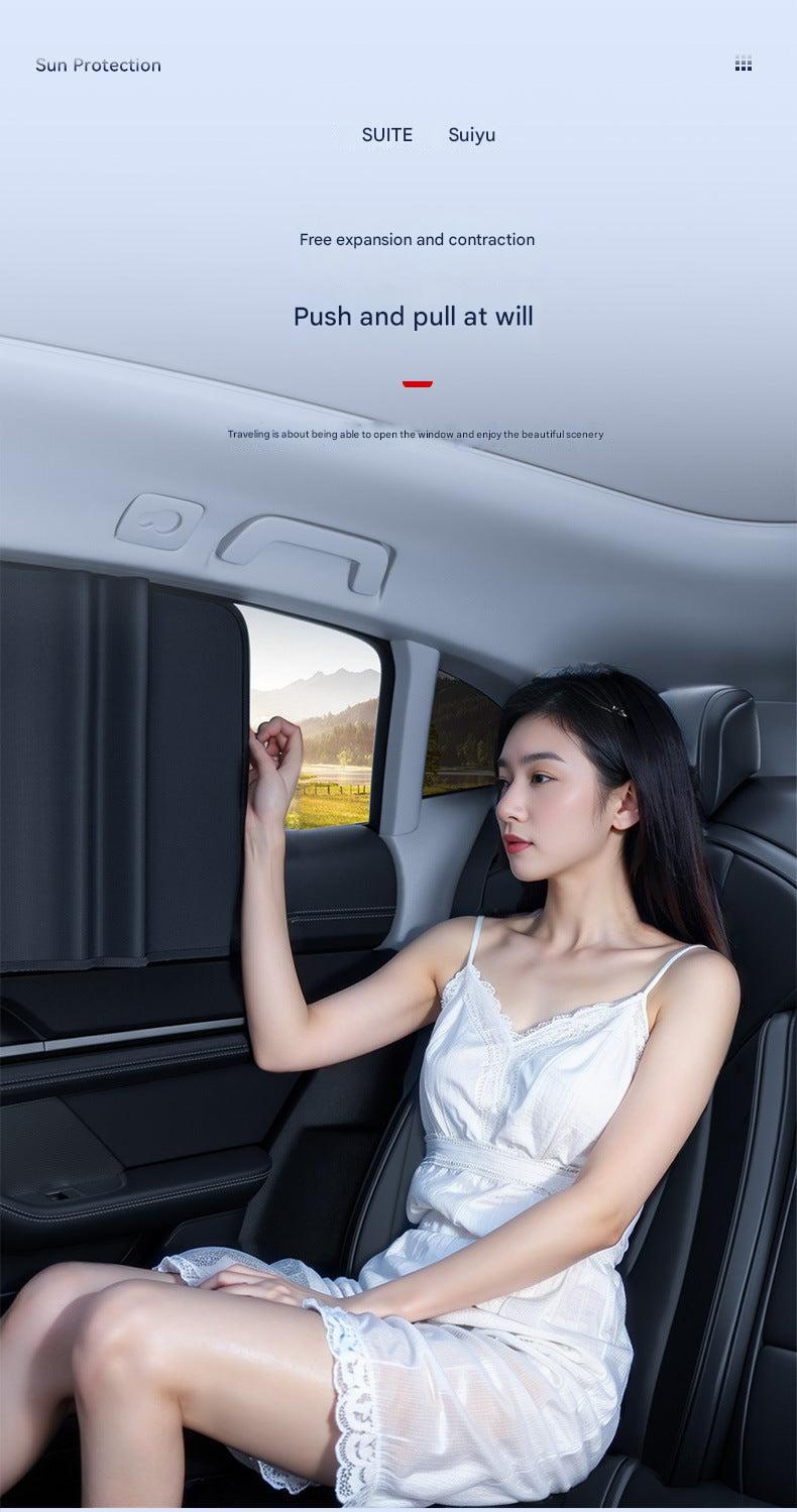 Passenger Side Window Sunshade in Place