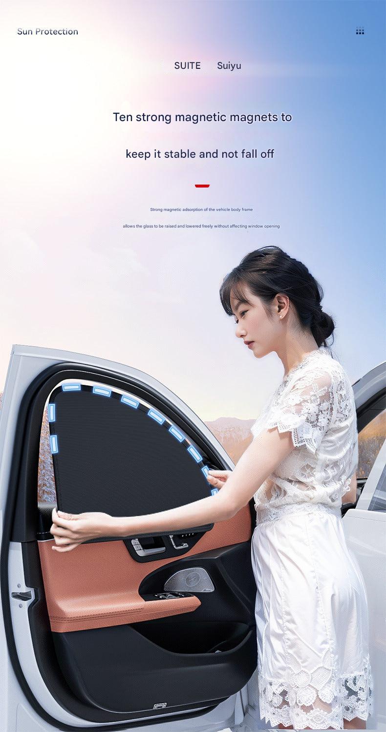 Detailed View of Sunshade Installation in Vehicle