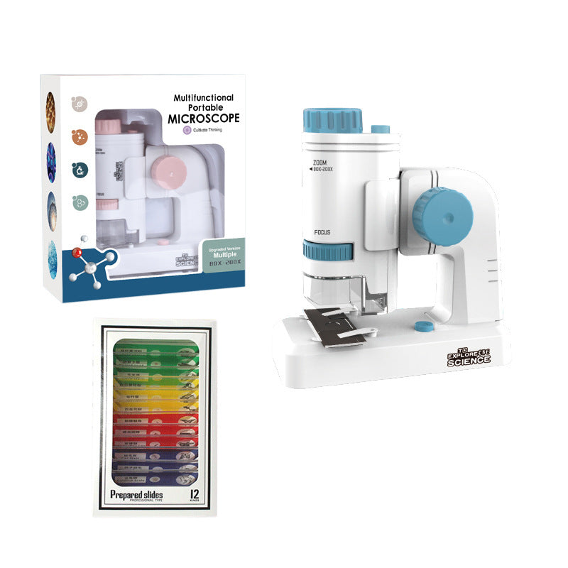 Detailed view of microscope lens and slides