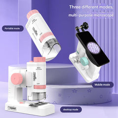 Detailed view of microscope lens and slides