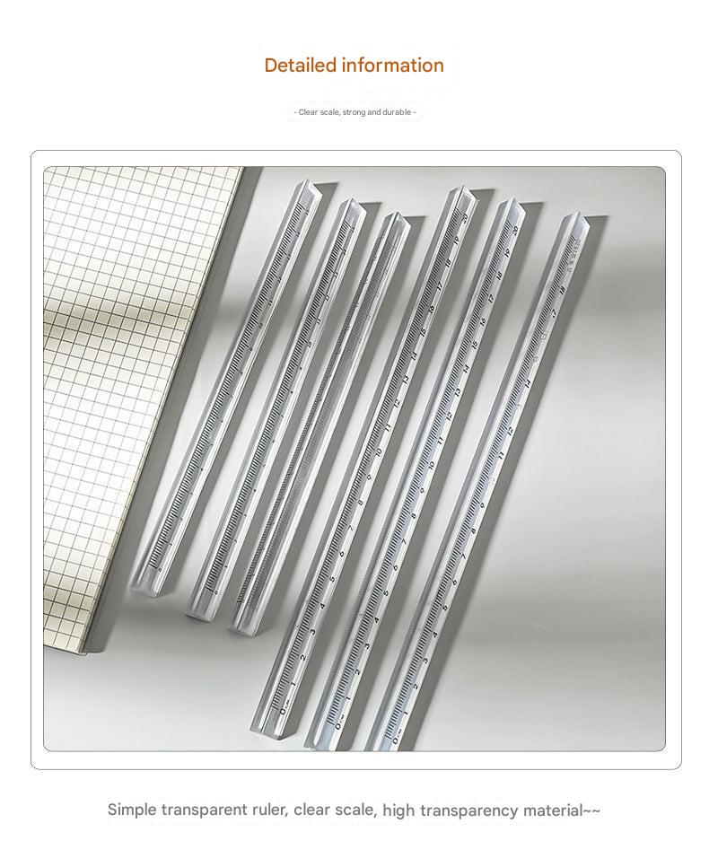 20cm clear acrylic triangular ruler showing measurements