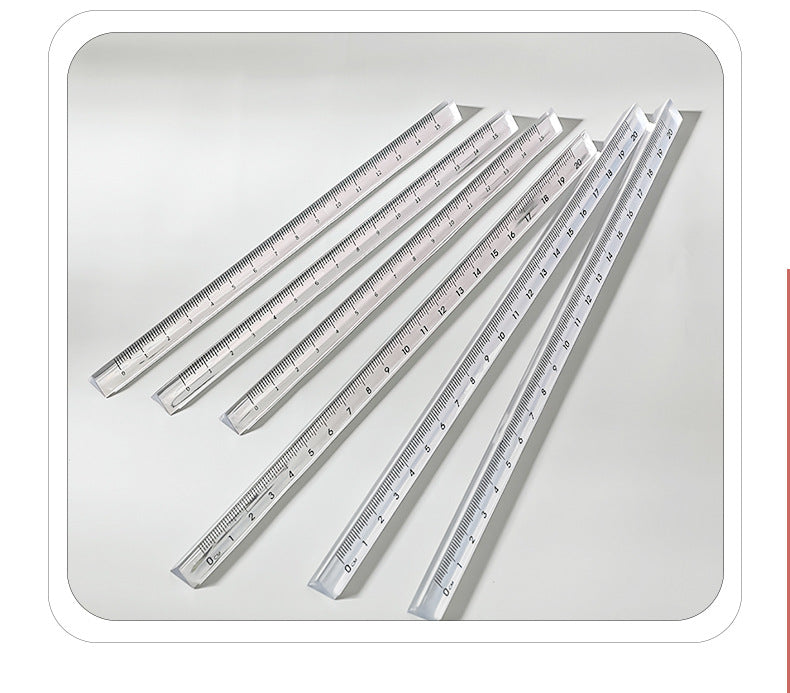 20cm clear acrylic triangular ruler showing measurements