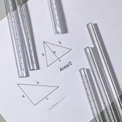 close-up of triangular ruler measurement scale