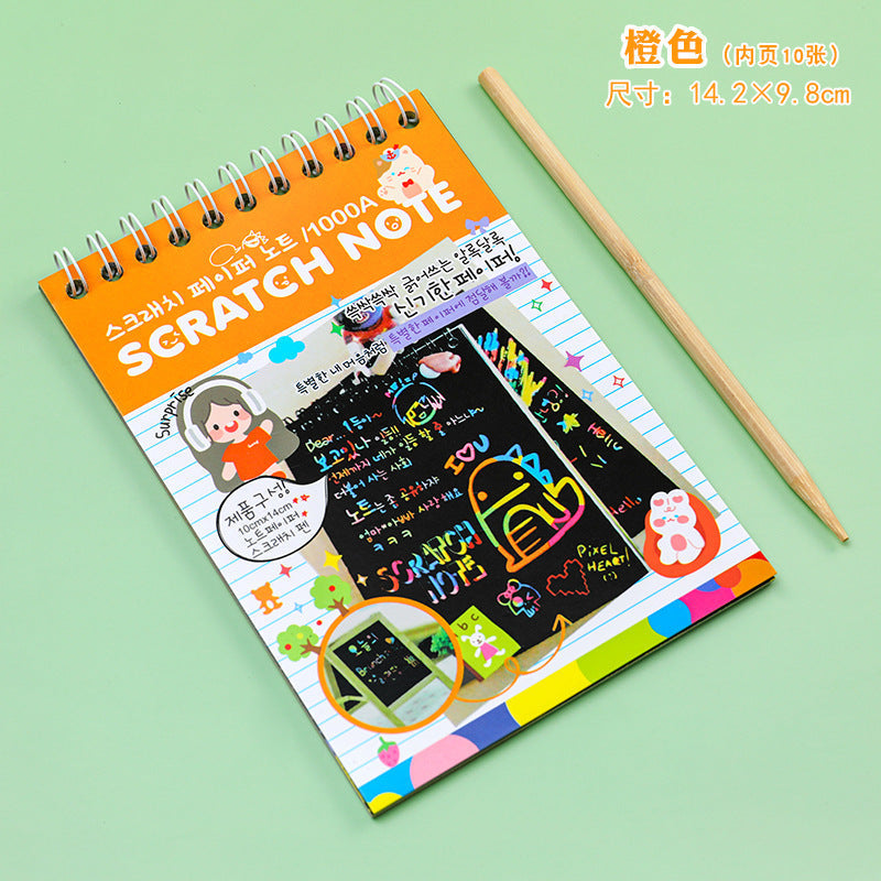 Instructional overview of scratch art set