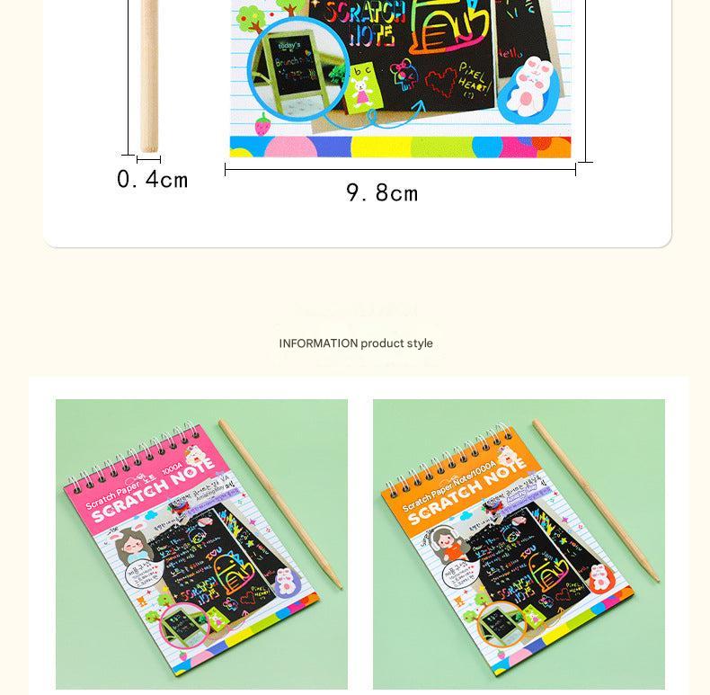 Scratch art papers in various colours