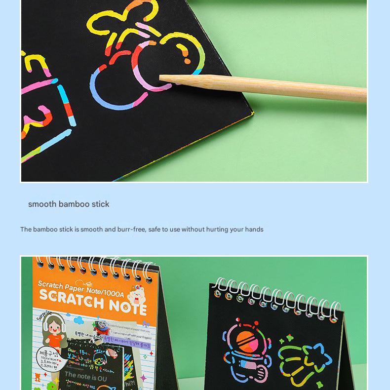 Instructional overview of scratch art set