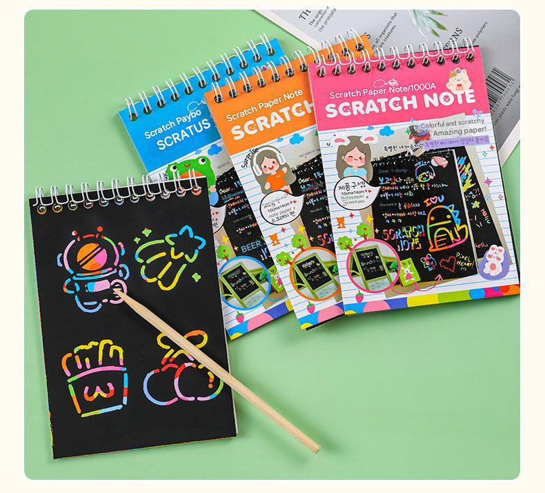 Scratch art papers in various colours