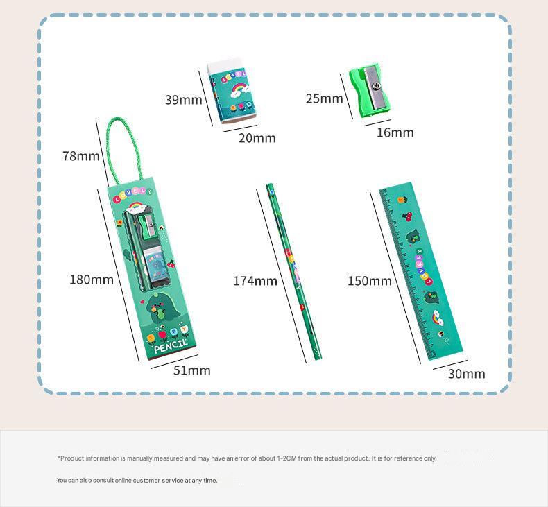 Close-up of cartoon themed stationery set