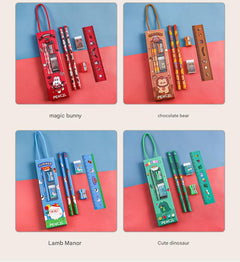Vibrant design of cartoon pencils and accessories