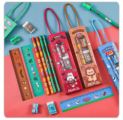 Kids' Cartoon Themed Stationery Set - top view