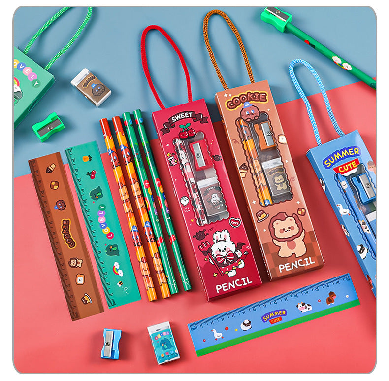 Kids' Cartoon Themed Stationery Set - top view
