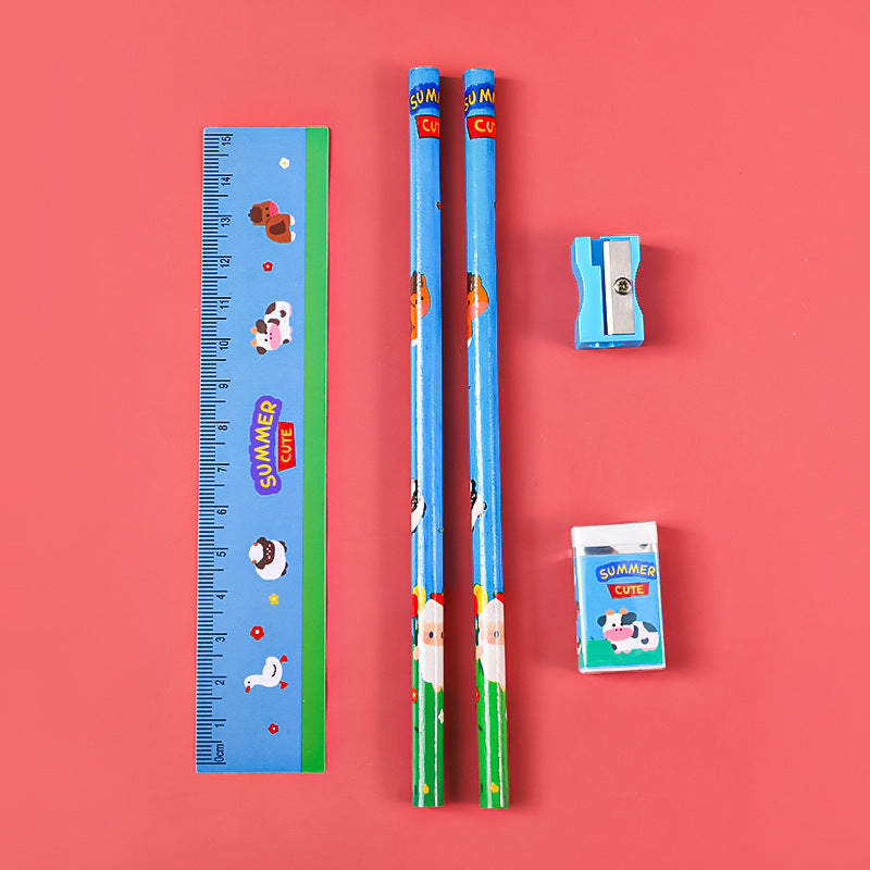 Vibrant design of cartoon pencils and accessories