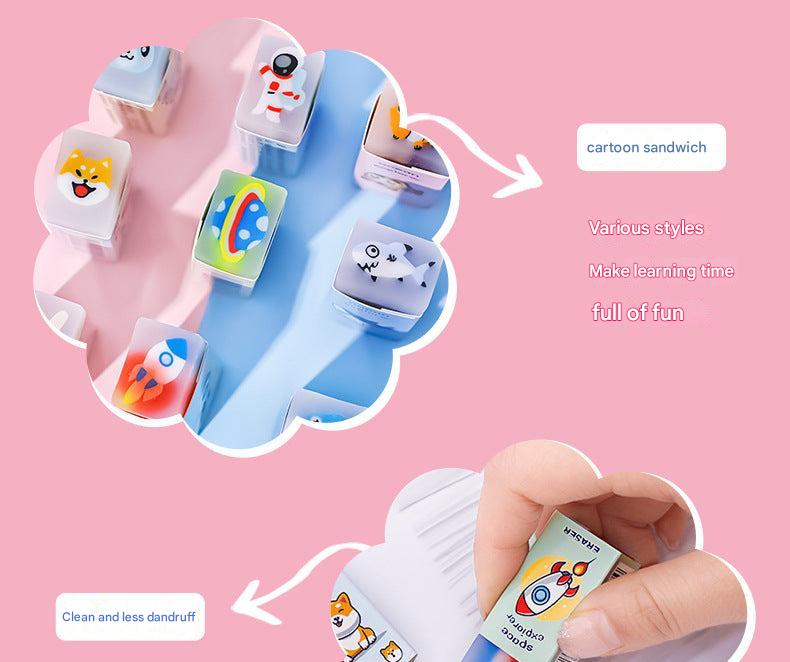 Back view of space theme kid's eraser